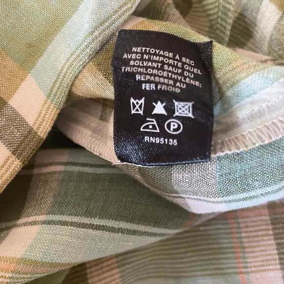 Lafayette 148 Sabira Linen Button-down Blouse in Plaid, Size XL - Picture 5 of 6